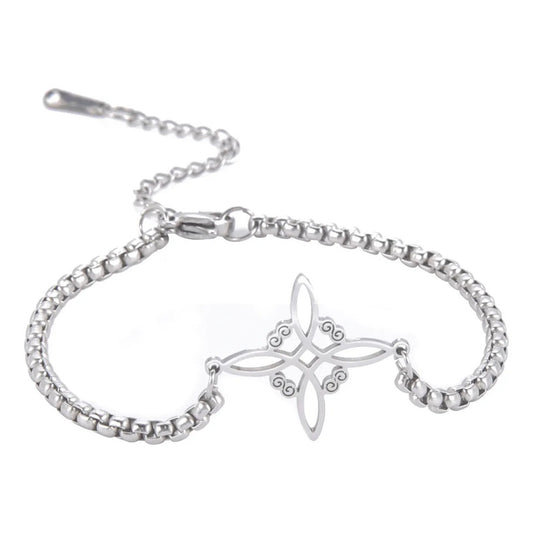 Pulsera Amuleto De Acero Quirúrgico Y Símbolo Nudo De Bruja Modelo 3 8 Cm 22 Cm