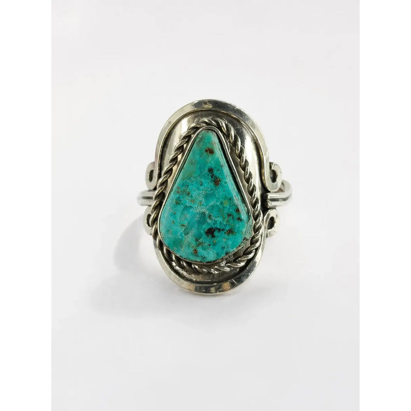 Anillo Alpaca Regulable Con Piedra Crisocola - Calma Y Paz Crisocola Unico Regulable Único Ajustable