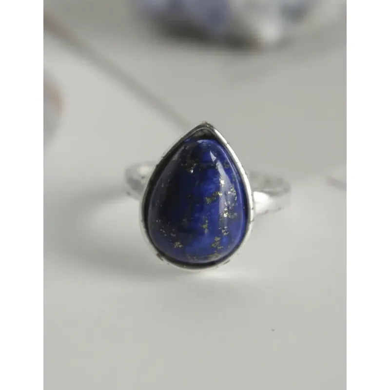 Anillo Mujer Piedras Naturales Baño De Plata Regulable Lapis Lazuli Regulable
