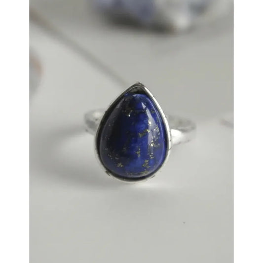 Anillo Mujer Piedras Naturales Baño De Plata Regulable Lapis Lazuli Regulable