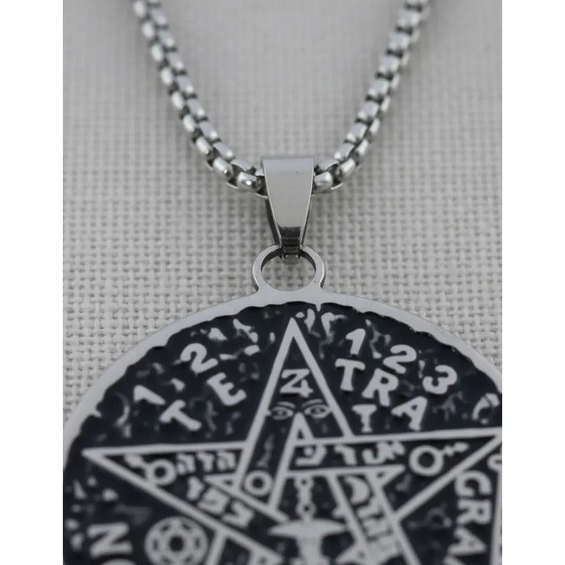 Collar Con Medallón De Tetragrámaton De Acero Quirúrgico Tetragramaton