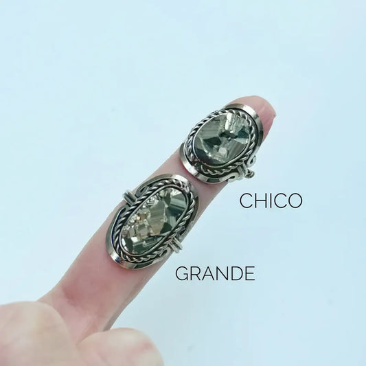 Anillo Mujer Alpaca Regulable Con Piedra Pirita Abundancia Pirita Chico Unico Regulable