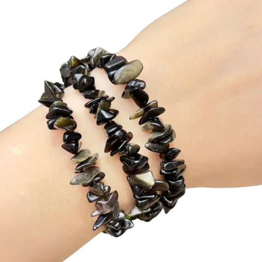 Pulsera De Piedras Naturales Obsidiana Dorada - Protección Obsidiana Dorada 8 Cm 20 Cm