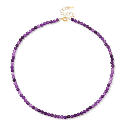 Collar Choker Mini Cuentas Piedras Naturales Delicado 40 Cm Amatista