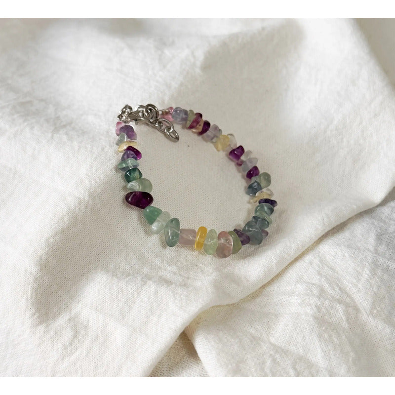 Pulsera De Piedras Naturales Fluorita Arcoiris Tranquilidad Fluorita 8 Cm 20 Cm