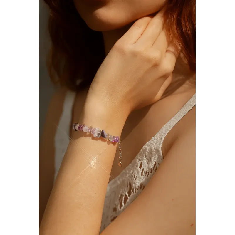 Pulsera De Piedras Naturales Fluorita Arcoiris Tranquilidad Fluorita 8 Cm 20 Cm