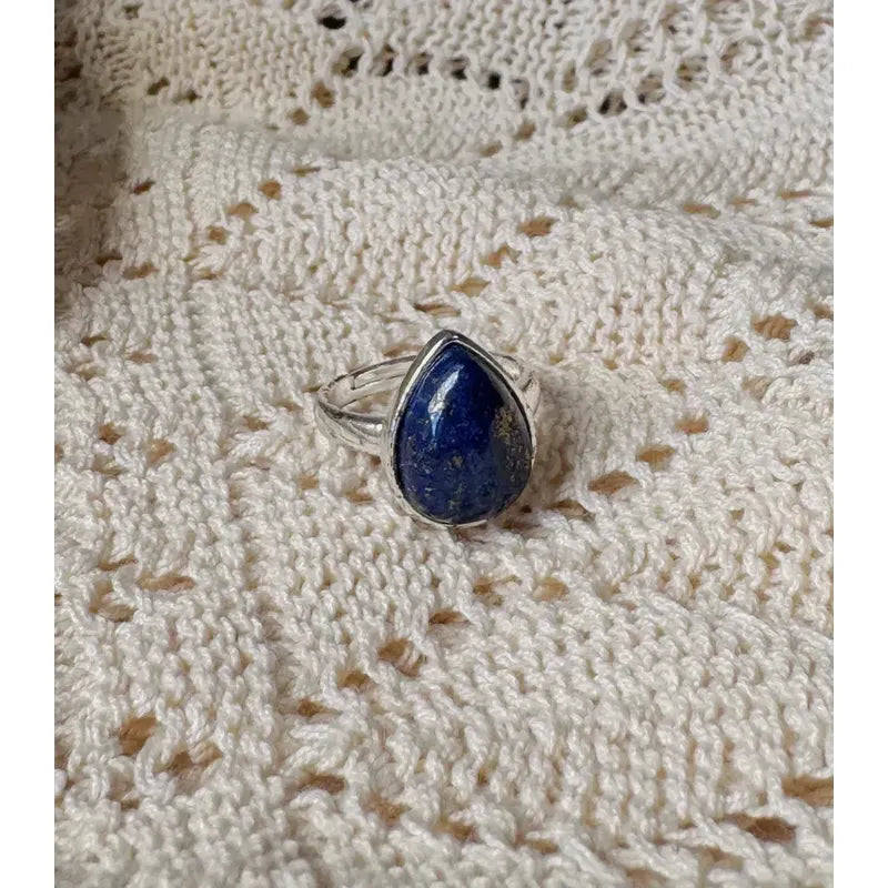 Anillo Mujer Piedras Naturales Baño De Plata Regulable Lapis Lazuli Regulable