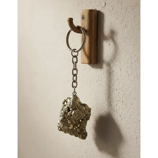 Llavero Colgante Amuleto De Piedras Naturales Pirita - Abundancia
