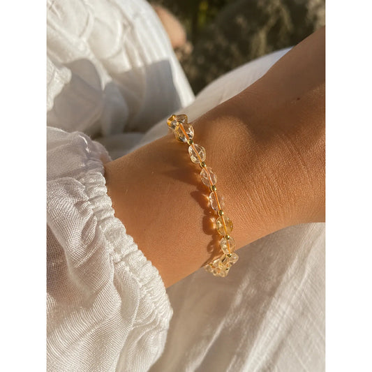 Pulsera Elástica Piedra Citrino Natural -  Divina Existencia Citrino 20 Cm