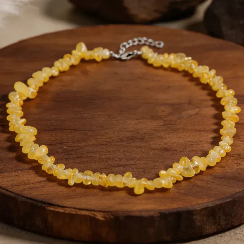 Collar Escallas Piedras Naturales Unisex Citrino