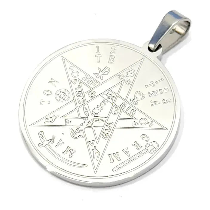 Collar Con Dije De Tetragrámaton De Acero Quirúrgico Color Tetragramaton Acero 22 Mm