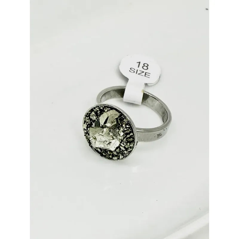 Anillo Piedras Naturales Mujer Turmalina Pirita Crisocola Color Pirita Sola Talle 19