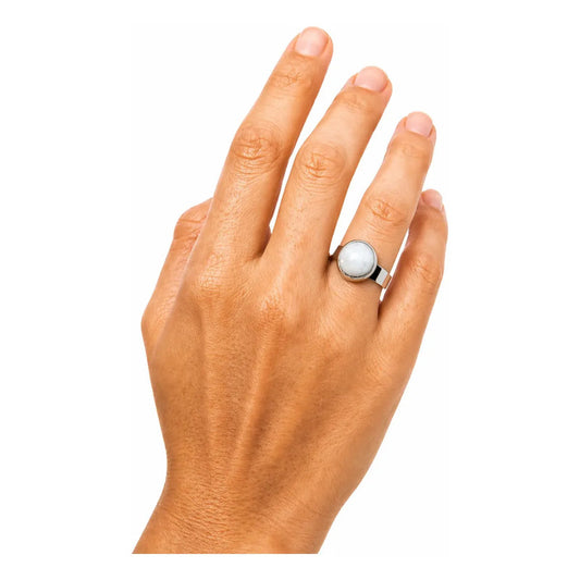 Anillo Piedras Naturales Adularia Regulable Acero Quirúrgico