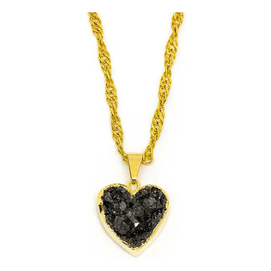 Collar Drusa De Amatista Con Baño De Plata Y Cadena De Acero