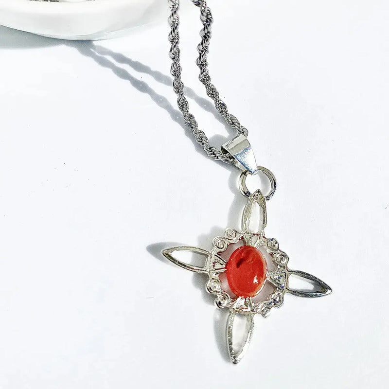 Collar Protección Nudo De Bruja Con Ágata Cornalina + Cadena Nudo De Bruja Cornalina