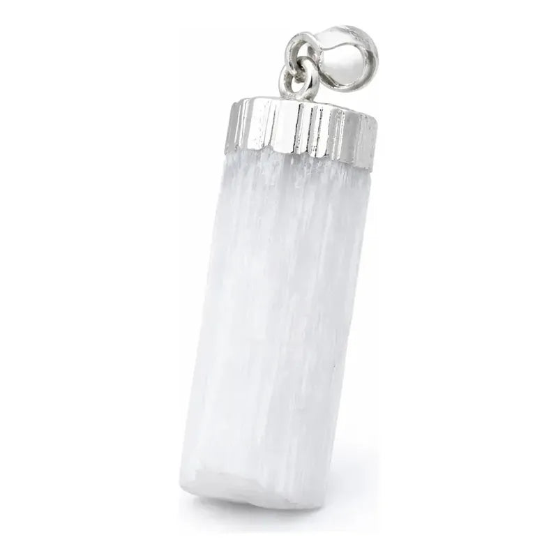 Dije De Piedra Natural Rolado Mediano Con Engarce Sin Cadena Selenita