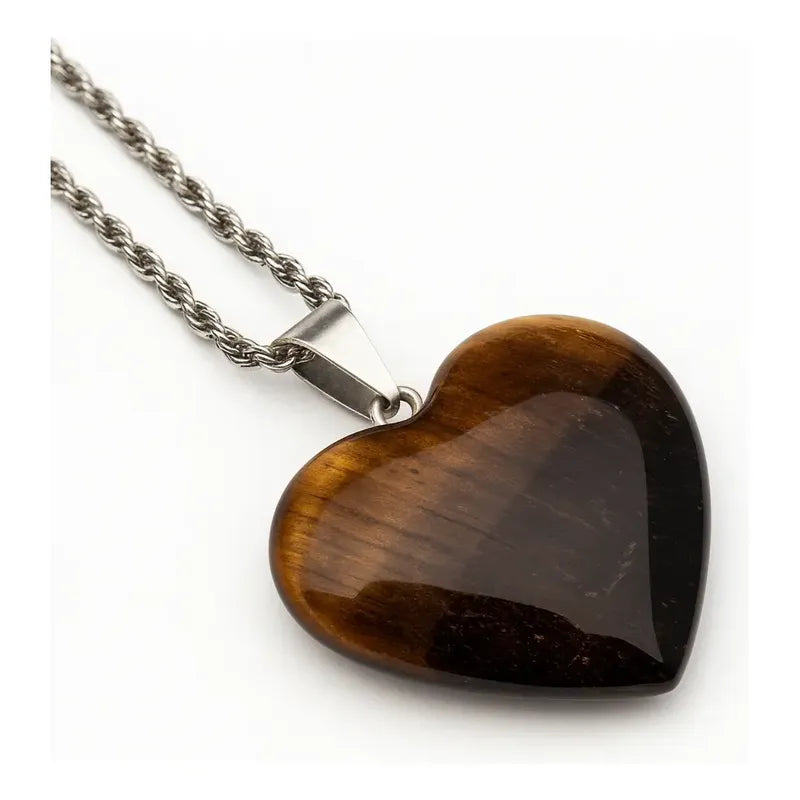 Collar Corazón Ojo De Tigre - Confianza Y Firmeza Ojo De Tigre