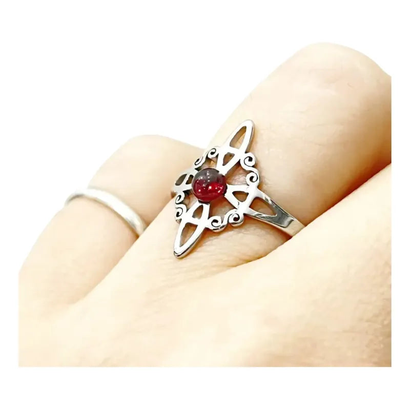 Anillo Nudo De Bruja Piedras Naturales Amatista Adularia