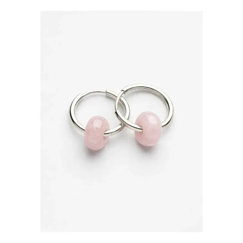 1 Par De Aros Argollas Con Dona Cuarzo Rosa Verde Obsidiana