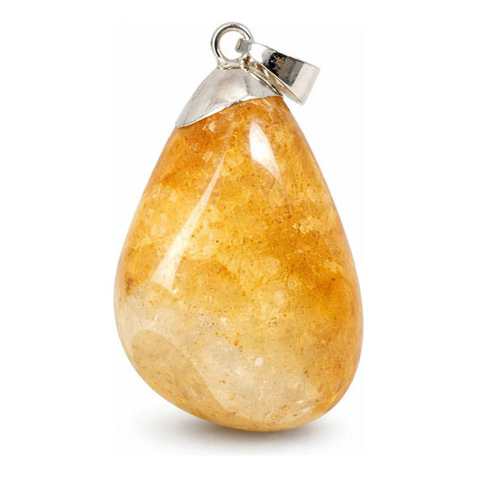 Dije De Piedra Natural Rolado Mediano Con Engarce Sin Cadena Citrino