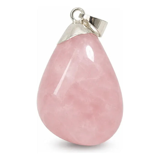 Dije De Piedra Natural Rolado Mediano Con Engarce Sin Cadena Cuarzo Rosa