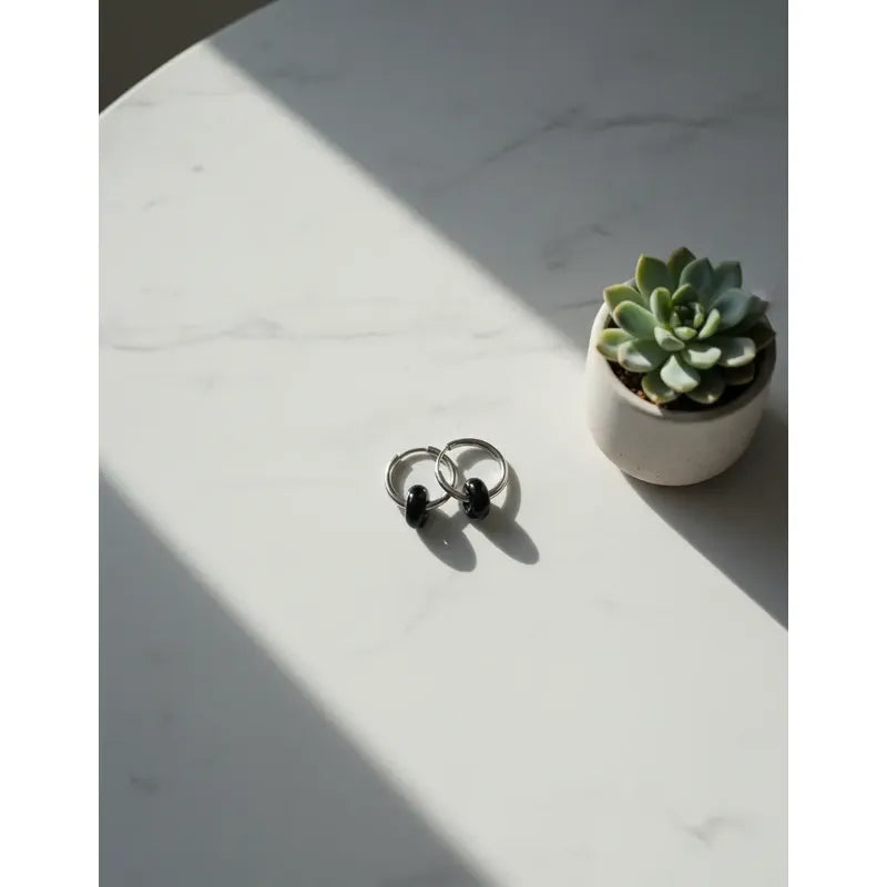 1 Par De Aros Argollas Con Dona Cuarzo Rosa Verde Obsidiana