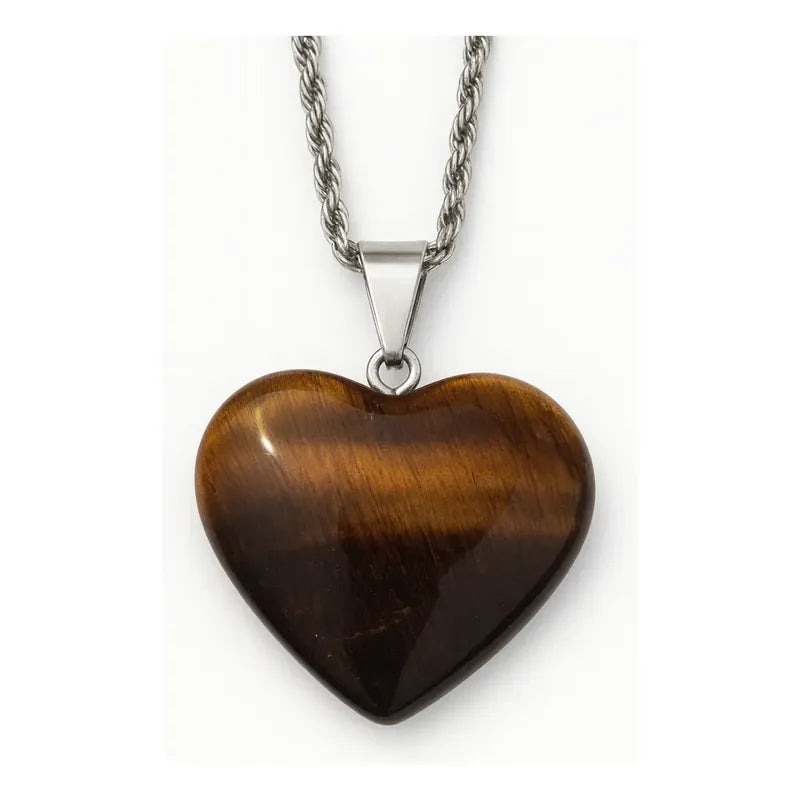 Collar Corazón Ojo De Tigre - Confianza Y Firmeza Ojo De Tigre