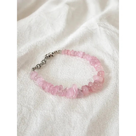 Pulsera Piedras Naturales Cuarzo Rosa - Amor Incondicional Cuarzo Rosa 8 Cm 21 Cm