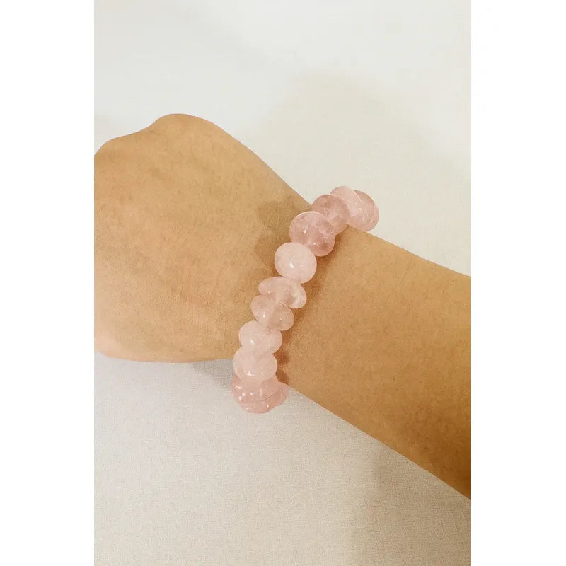 Pulsera Cuarzo Rosa Piedras Grandes 10 Mm Sanación Emocional Cuarzo Rosa 8 Cm 20 Cm