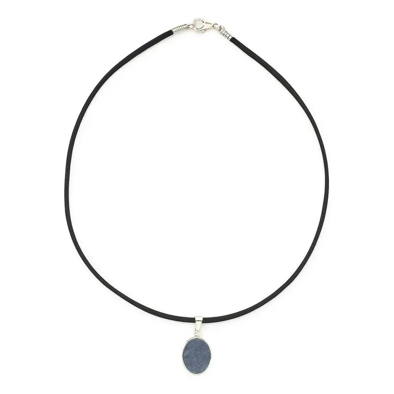 Collar Choker Gargantilla Piedras Naturales Soga Gamuza Cuarzo Azul