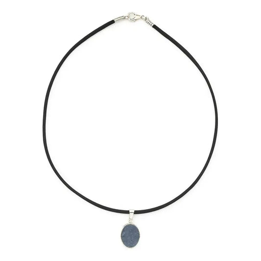 Collar Choker Gargantilla Piedras Naturales Soga Gamuza Cuarzo Azul