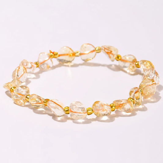 Pulsera Elástica Piedra Citrino Natural -  Divina Existencia Citrino 20 Cm