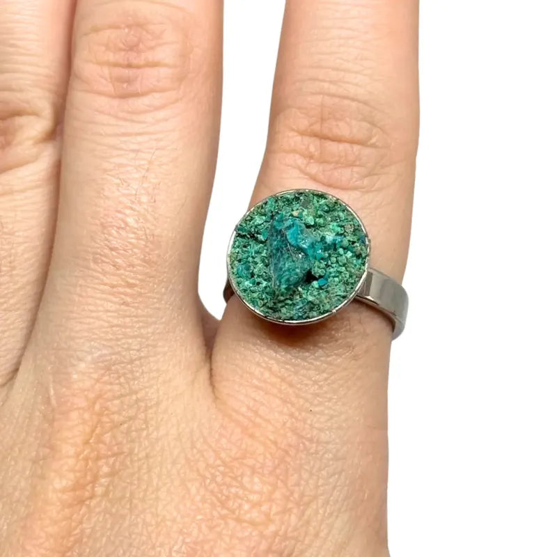 Anillo Piedras Naturales Mujer Turmalina Pirita Crisocola