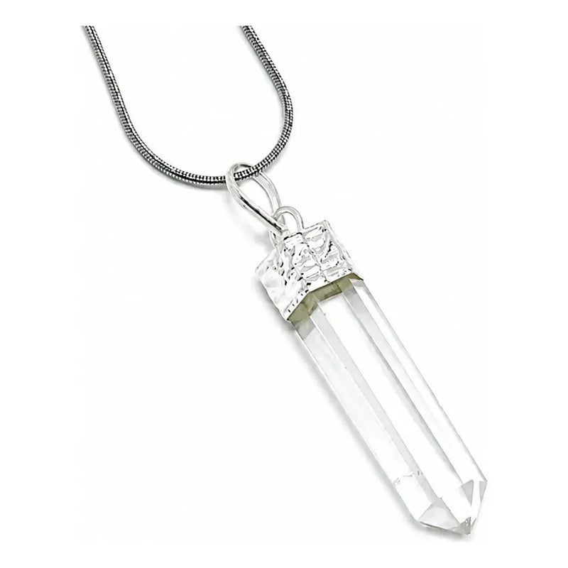 Collar Péndulo Piedra Natural Cuarzo Cristal Auténtico Cuarzo Cristal
