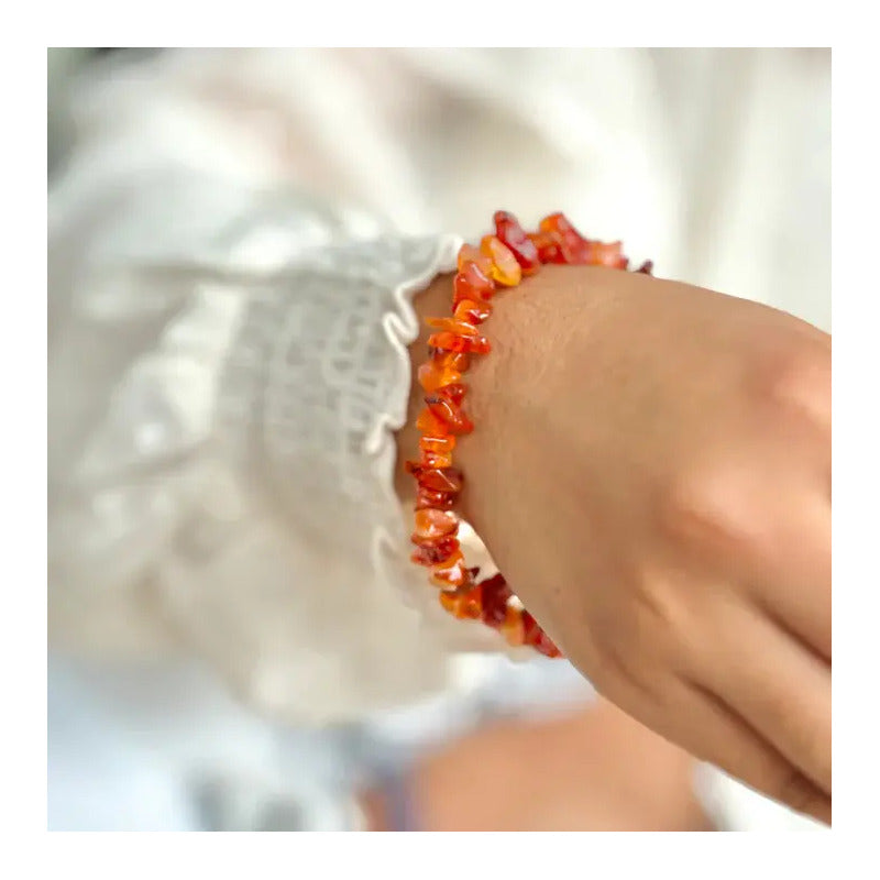 Pulsera Cornalina Natural Elástica - Creatividad Cornalina 8 Cm 20 Cm