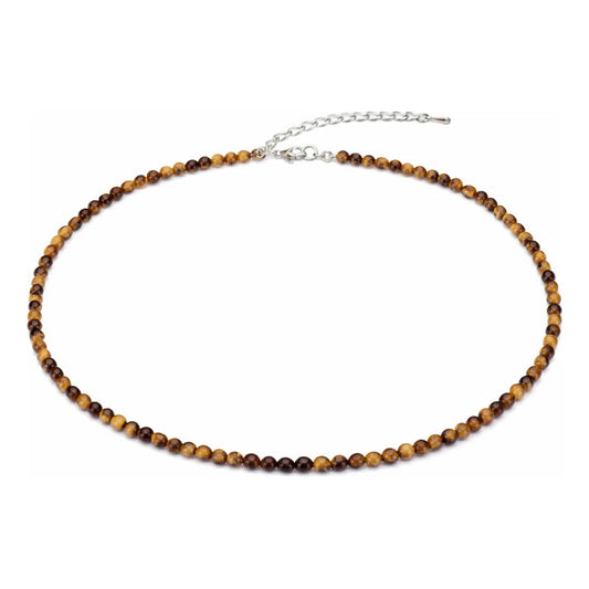 Collar Choker Mini Cuentas Piedras Naturales Delicado 40 Cm Ojo De Tigre 4 Mm
