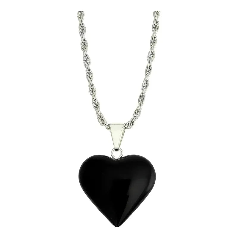 Collar Amor Corazón De Cristales Piedras Auténticas + Cadena