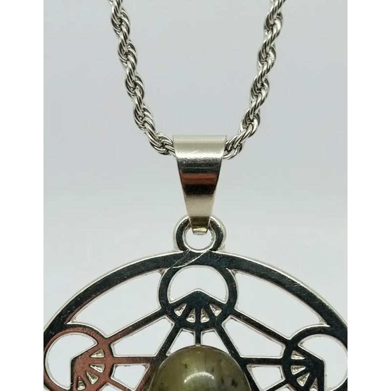 Collar Cubo De Metatron Grande Con Labradorita + Cadena Metatron Labradorita