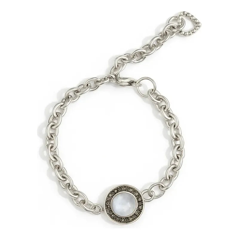 Pulsera Acero Quirúrgico Con Pirita Y Adularia Protección Adularia Y Pirita 8 Cm 20 Cm Adularia Pirita