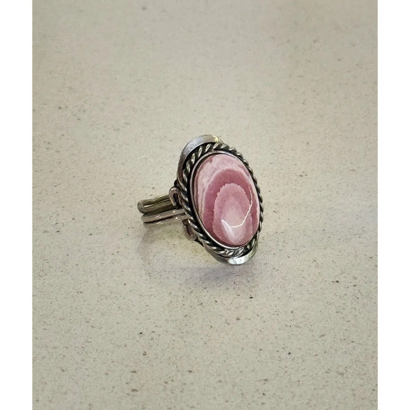 Anillo Regulable De Alpaca Y Rodocrosita Rodocrosita Alpaca Ajustable