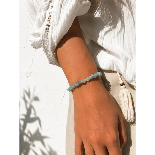 Pulsera Calma De Aguamarina Piedras Naturales Agua Marina 8 Cm 20 Cm