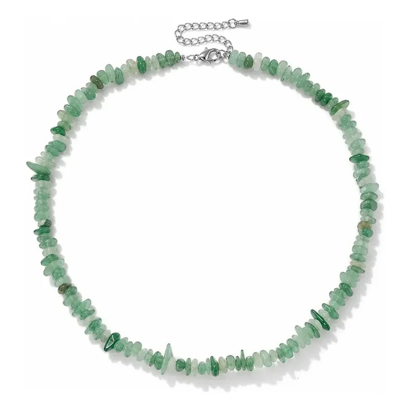 Collar Escallas Piedras Naturales Unisex Cuarzo Verde