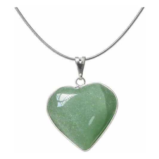 Collar Corazón De Piedra Jade Auténtica Incluye Cadena Corazón Jade