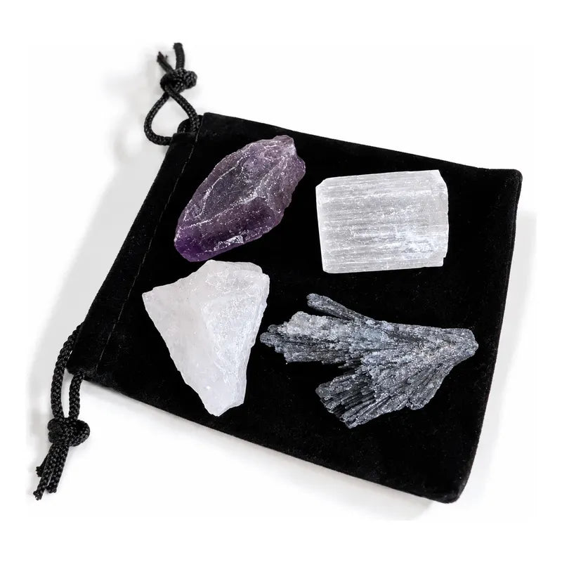 Set Limpieza Energética · 4 Cristales Naturales · Regalo Set De Cristales Limpieza Energética