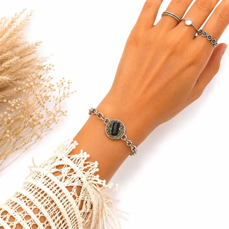 Pulsera Amuleto Protección Con Dije De Turmalina Y/o Pirita