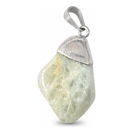 Dije De Piedra Natural Rolado Mediano Con Engarce Sin Cadena Agua Marina