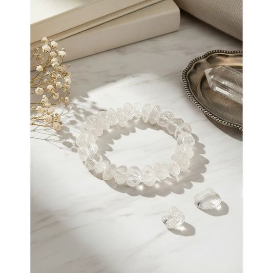 Pulsera Cuarzo Cristal Piedras Grandes 10 Mm. Manifestación Cuarzo Cristal 8 Cm 20 Cm