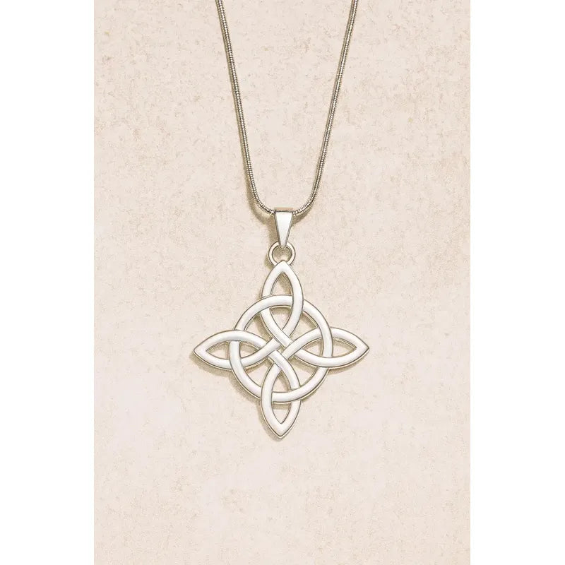 Collar Nudo De Bruja Relieve Con Cadena De Acero Mujer Nudo Bruja Simple