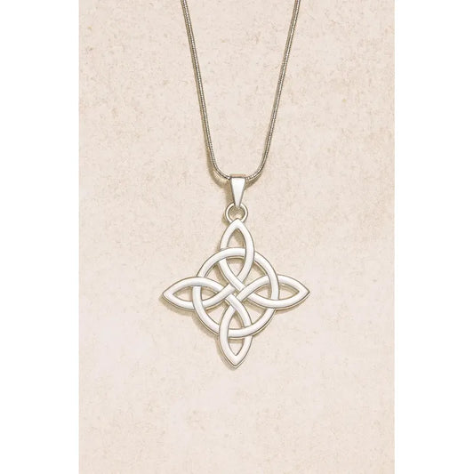 Collar Nudo De Bruja Relieve Con Cadena De Acero Mujer Nudo Bruja Simple