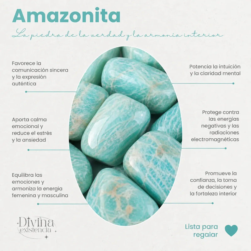 Pulsera Piedras Naturales Amazonita Calma Y Protección Amazonita 8 Cm 19 Cm